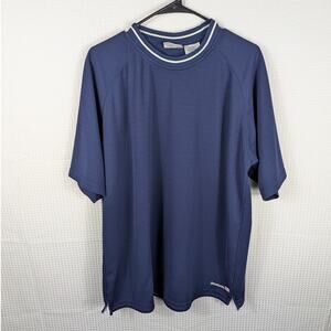 Reebok XL Shirt Men's Navy Blue Performance Athletic Tee Retro Style Stripe